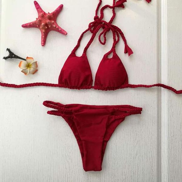 Traje de baño para mujer, 2 uds., conjunto de Bikini, sujetador acolchado, traje de baño de vendaje liso con realce para mujer, traje de baño para nadar