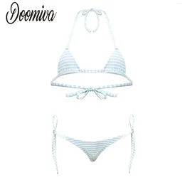 Swimwear féminin 2pcs Femmes Sexy Bikini Lingerie Ensemble de maillot de bain STRACTS BRAS et MINI BRES