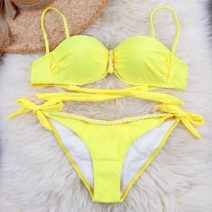 Swimwear féminin 2xl Bras jaune push up Bikini Set Beachwear 2 pièces MAISONS FEMMES FEMMES SEXY SUIT SUILIT