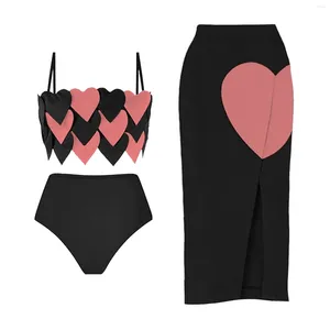 Traje de baño de 3 piezas para mujeres con falda de playa y 2 bikini bikini set de bikini