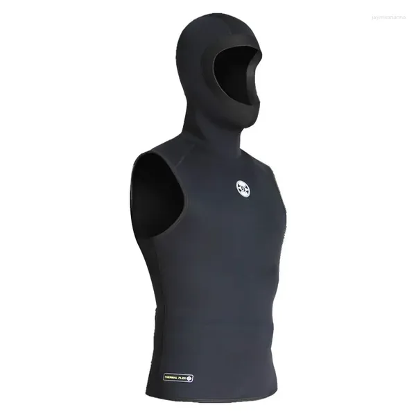 Maillots de bain pour femmes 3mm à capuche chaud débardeur de plongée Slinx vêtements de surf sans manches avec couvre-chef gilet de costume fendu