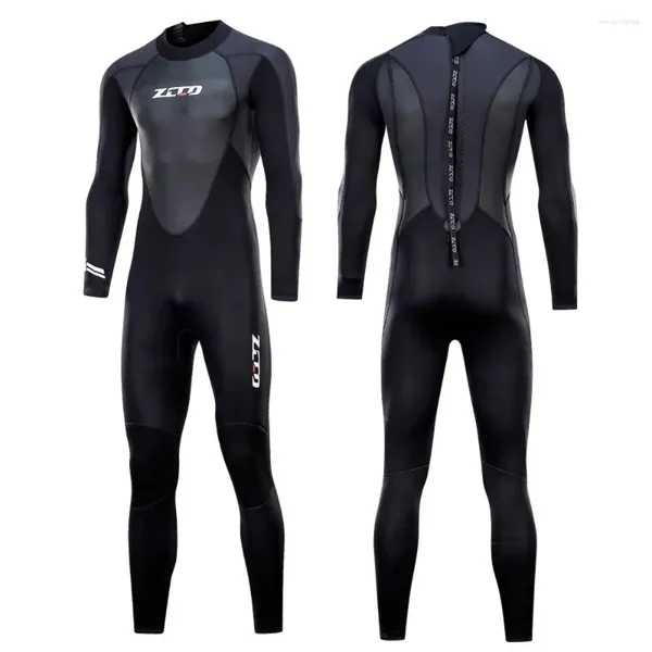 Traje de baño para mujer Traje de neopreno negro de 3 mm para hombre para mujer Longitud completa Cremallera trasera Traje de buceo Una pieza Pareja Surfing Snorkel