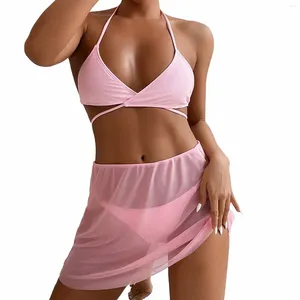 Dames badmode 3packs driehoek solide sexy bikini zwempak strand rok wax strips gevoelige huid