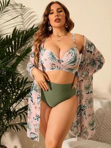 Dames Badmode 3 stks Sexy Plus Size Swimwea Vrouwen Badpak Met Cover-up Grote Bikini Set Vrouwelijke Surfen Wetsuit Badpak 2024 Mujer