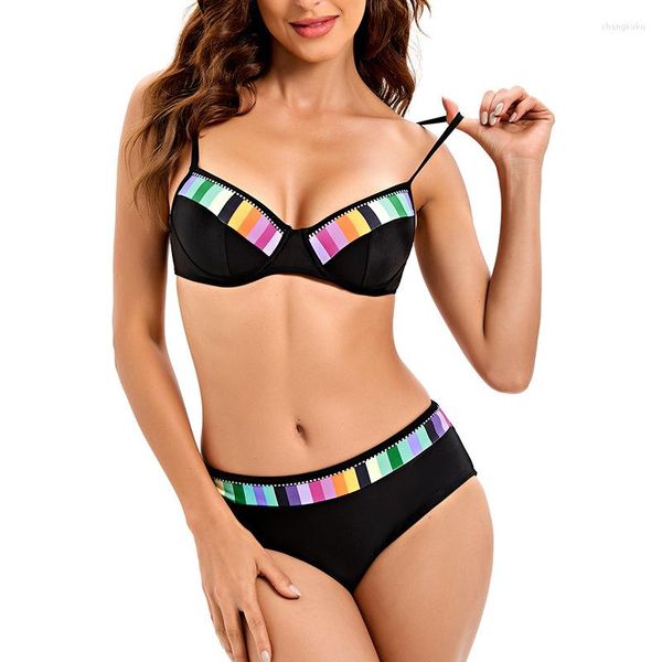 Maillots de bain pour femmes (4 couleurs) Gradient Sexy Two-piece Bikini Maillot de bain Underwire Push-Up Ladies Swim