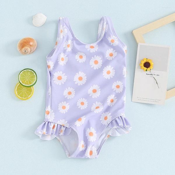 Swimwear féminin 6m-4t bébé fille d'été imprimé floral sans manchette sans manche monokini pour les maillots de bain pour tout-petits