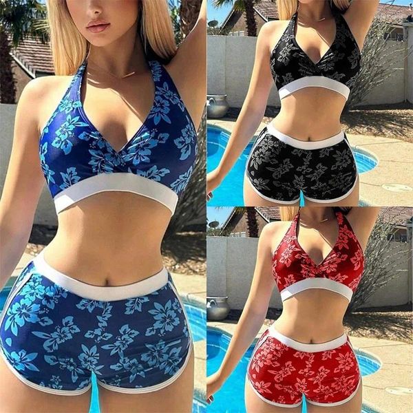 Swimwear pour femmes adultes High Waited deux pièces de maillot de bain coréen 2024 Grand set à manches courtes Spring Spring