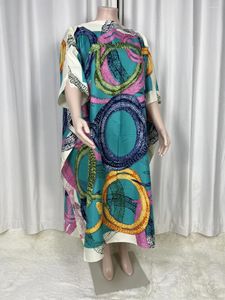 Dames Badmode African2024 Saudi Arabische Sjaal Losse Print Zijden Maxi Jurk Zomer Strand Boheems Gewaad Kaftan Kimono Korte Mouw C34