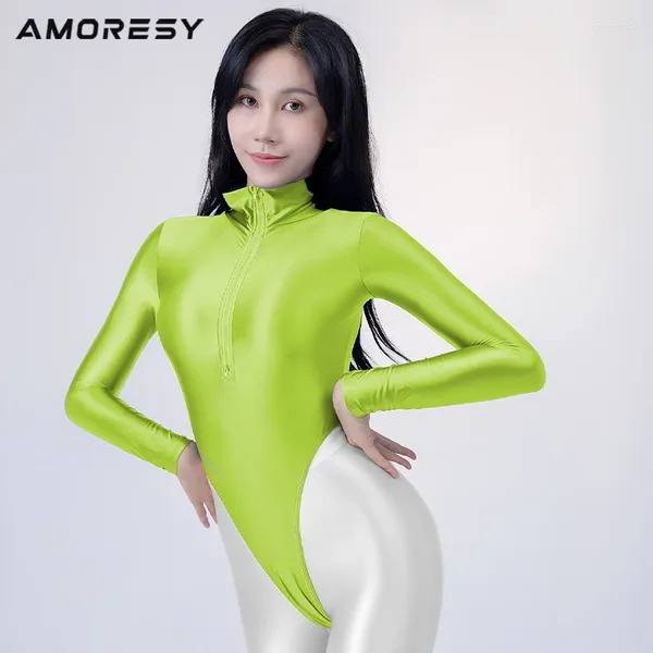 FUBRA COLECCIÓN DE AMORSIA DE SOMBRESA DE MUJERES COLLA DE MANE A LA MANA SOLIDA SPANDEX ULTRA ULTRA PIEA TANGA TRABAJO Bodysuit