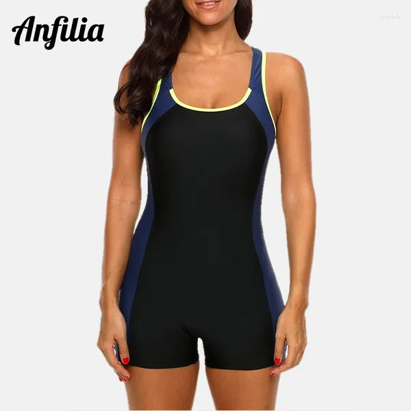 Swimons de maillots féminins Anfilia Femmes Sports Sports Sports Sports Colorblock anthletic Open Back Beach Wear Fitness Bathing Trots