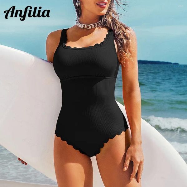 Swimons de maillots pour femmes Anfilia Femmes One Piece Suite sexy U Col Couleur Solie Fashion Monokini Push Up Bathing Trots