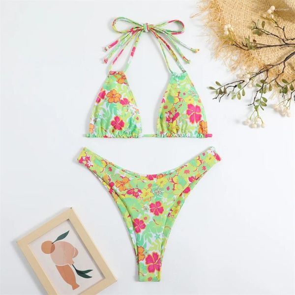 Appok-Bikini con estampado dividido para mujer, traje de baño de estilo brasileño con realce, ropa de playa Sexy, ropa de baño de verano