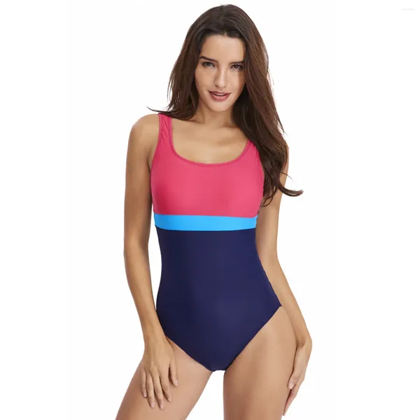 Traje de baño para mujer Arena Traje de baño Sexy Triángulo Deporte Bloque de color Ropa de bikini de una pieza