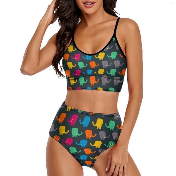 Swimwwear pour femmes Baby Elephant Bikini MAINTURE ANIMAL COLORFE