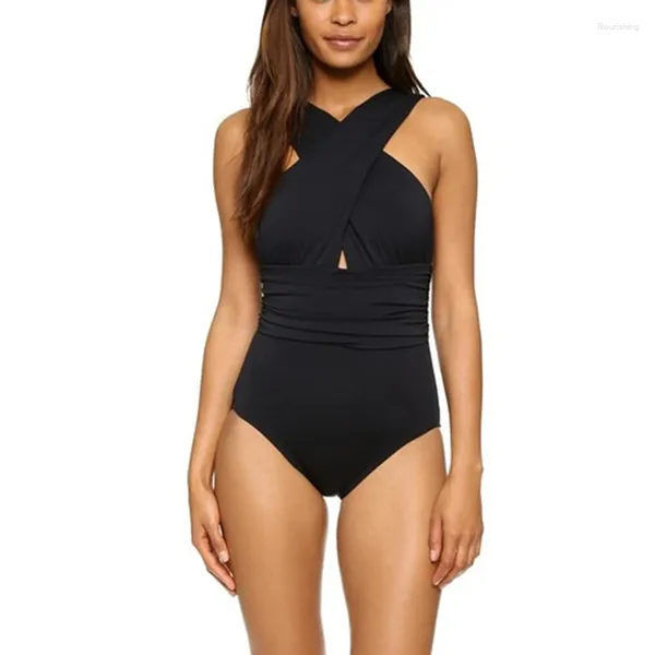 Traje de baño para mujer Trajes de baño para mujer Una pieza Cross Off Back Diseñador Traje de baño Verano Monokini Sólido Rojo Negro Sexy Beach Wear