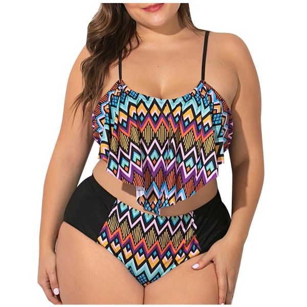 Traje de baño para mujer Trajes de baño para mujer Traje de baño de dos piezas Estampado digital Sling Bikini de talla grande Ropa de playa Maillot De Bain Femme