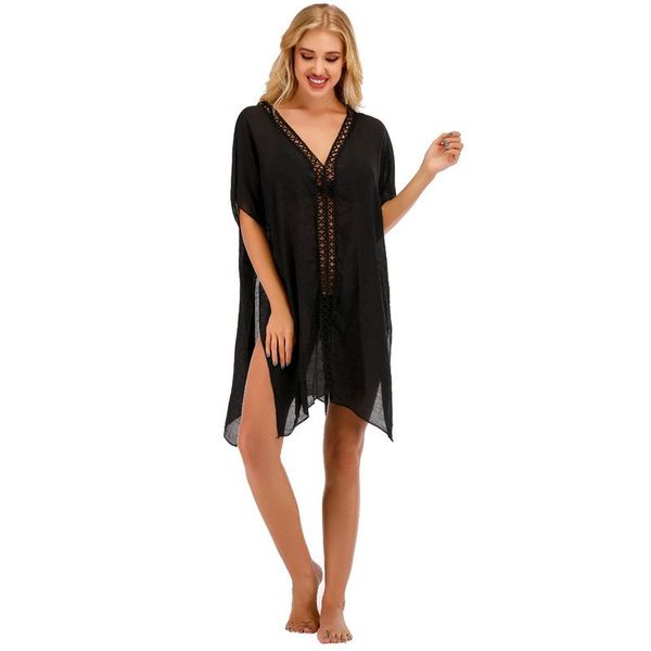 Traje de baño de mujer Beach Cover Ups para mujer Sarong Kimono Summer Dress Sólido Blanco Negro Azul Moda Traje de baño Coverup Trajes de baño SoftWome