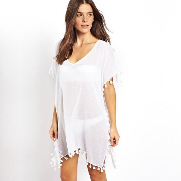 Traje de baño para mujer Vestido de playa Sexy Cover-Up Bikini de gasa Kaftan Pareo Sarongs Túnica Traje de baño Traje de baño Cubrir Robe De Plage # Q214