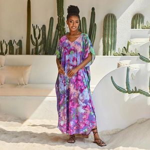 Maillots de bain pour femmes Robes de plage Purple Flower Tie Dye Cover Ups pour femmes Summer Holiday Maillots de bain Ventes d'approvisionnement d'usine