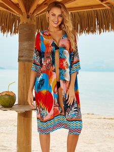 Maillots de bain pour femmes Beach Kimono Femmes Summer Court Wrap Robes Bikini Cover Up Maillot de bain imprimé Cape 2023 Costumes de bain de vacances Tenues