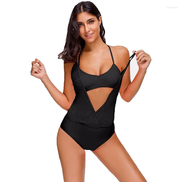 Traje de baño para mujer Bikini 2024 Sexy pequeño pecho negro Push-up encaje Jacquard blusa traje de baño 2 piezas conjuntos traje de baño para mujer