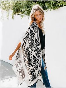 Traje de baño de mujer Bikini Cover-Ups Mujer verano Boho Cardigan Casual Long Pareo Mujer Beach Swim Cover Up Suit Retro Print Loose manga corta Top 230331