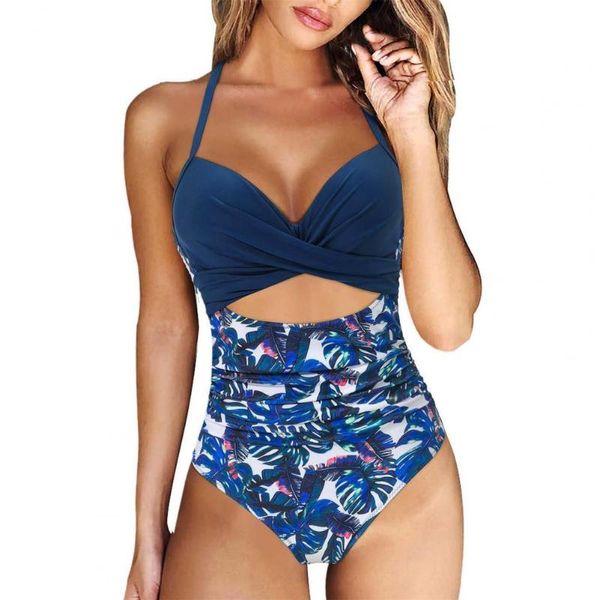 Traje de baño para mujer Bikini Cintura alta Monokin Traje de baño Escote en V Sling Halter Trajes de baño modestos Tankini Mujeres sexy