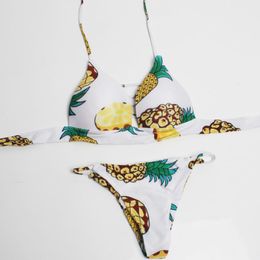 Maillot de bain femme Bikini maillot de bain évidé pour le commerce extérieur en 2021 vente rapide ananas imprimé Birkini