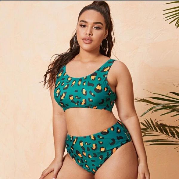 Traje de baño para mujer Bikini Tallas grandes Mujeres Moda Color 2023 Verde Leopardo Grano Gordo Mujer Niñas