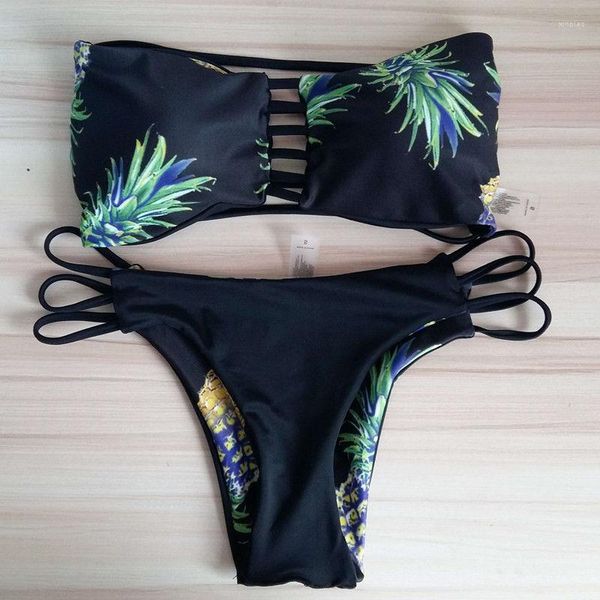 Traje de baño para mujer Bikini Set 2023 Mujeres lindas Piña Impreso Traje de baño Vendaje Ropa de playa Triángulo Traje de baño femenino Maillot de Bain