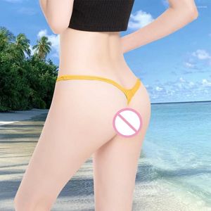 Swimwear de mujeres Bikini Mujeres tanga Sexy Winter T-Back Briefs Hight Hight Cut Mesh ropa interior sólida Super Mini G-String Summer Erotic