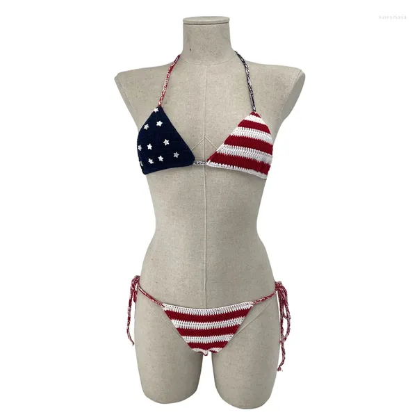 Swimwear féminin Biquni Extrêmement sexy drapeau américain Frappe 2024 MAINEMENT DE MAISON BIKINIS BRA BRA NATIONAL NATION