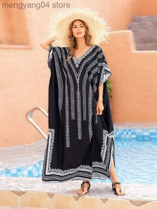 Traje de baño para mujer Black Beach Cover Up Plus Size Robe Kaftans Sarong Traje de baño Cover Ups Beach Pareos Bikini Cover Up Womens Beachwear Túnica T230505