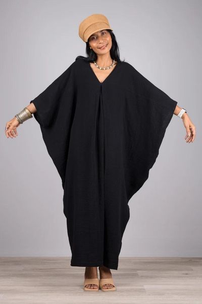 Maillots de bain pour femmes noir à manches courtes coupe ample maillot de bain couvertures 2023 vacances plage Blouse Caftan robe couverture femmesfemmes