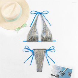 Swimwear Women Blue Bikini string Luxury MAINTRAIN