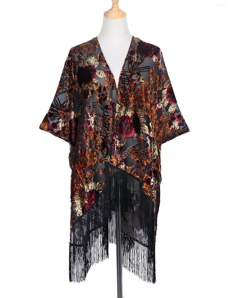 Maillot de bain femme bohème brûlé en peluche Kimono cardigan court avec gland plage couverture vacances décontracté châle JYPJ