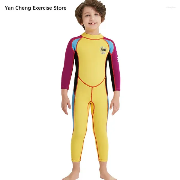 Traje de baño para mujeres Traje de neopreno de 2,5 mm para niños para niños Manga larga A prueba de rasguños Surf Buceo Playa Jugar Niños Rash Guard