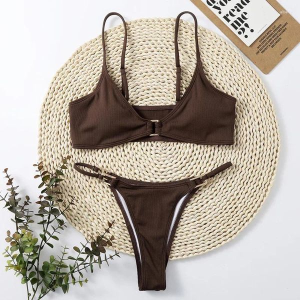 Traje de baño para mujer Brown Sexy Bikinis Trajes de baño Mujeres Push Up Mujer Natación Ropa de baño Trajes de baño Chicas brasileñas Bikini Playa Piscina Bañista