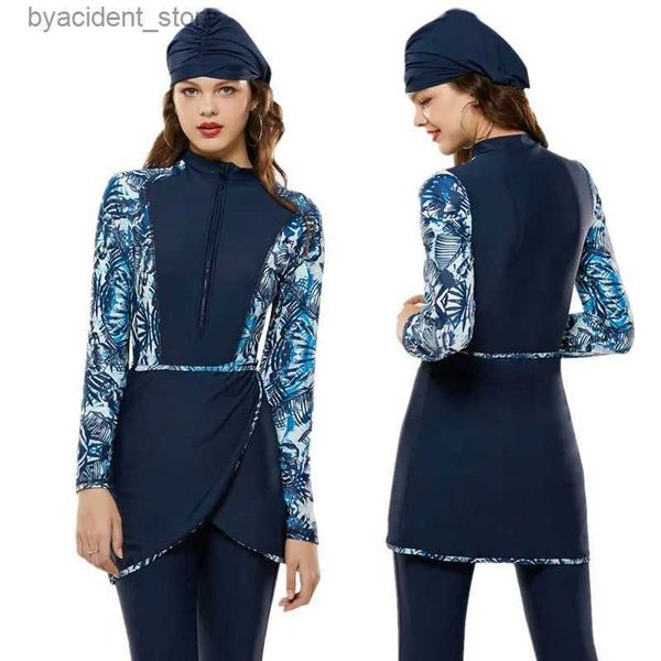 Traje de baño para mujer Burkini traje de baño musulmán islámico mujeres modesto hijab natación traje de baño cobertura damas 4 piezas traje de baño separado ropa de playa L240308