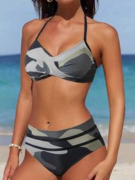 Camouflage de maillots de bain féminin Bikini à cravate licolaire enracie