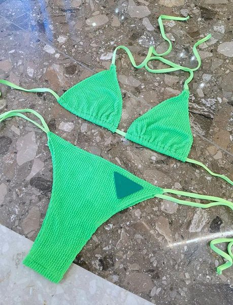 Traje de baño para mujeres Color de caramelo Estilo de cordón Sexy Beach Bikini Surfing Holiday Triangle Split Thong Swimsux