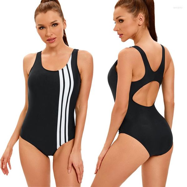 Maillot de bain femme décontracté une pièce Bikini maillot de bain femmes Push Up maillot de bain solide pour Sport Fitness vêtements 2023 moulante Biquini