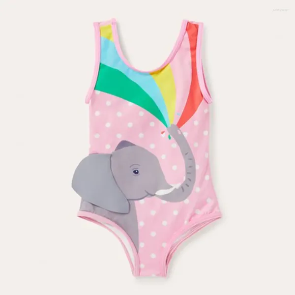 Swimwear Children 2024 Cartoon Elephant Imprimé de maillot de bain une pièce pour filles 3 à 8 ans