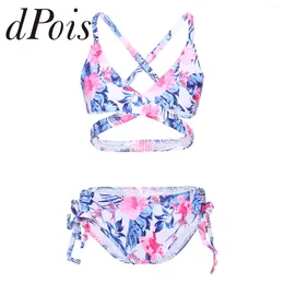 Swimons de maillots pour femmes enfants enfants Floral Imprimé Bikini MAINTRAISSEMENT deux pièces de baignade de bain Triangle Bra Brief