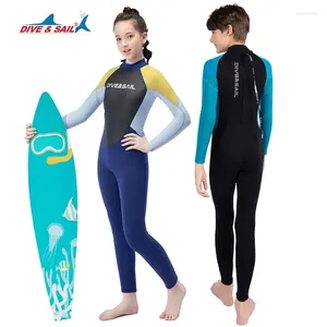 Suite de maillots de bain pour femmes 2,5 mm Numéro de plongée en néoprène en un morceau à manches longues Joué de combinaison Garçons garçons surf sur plongée en apnée Natation d'hiver