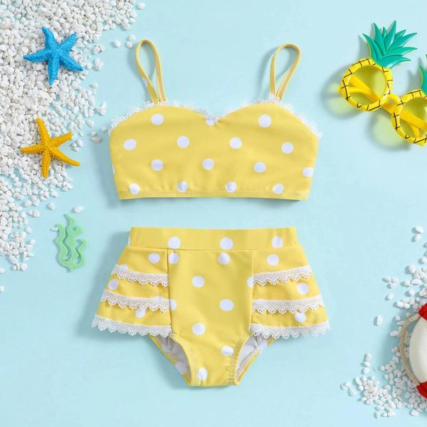 Swimwear Women's Children's Bikini Dot Split Sling Set Girl's Swimming Suite de deux pièces