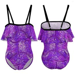 Maillots de bain pour femmes Bikini mignon pour enfants Personnalisé Polynésien Vintage Motif Design Robe de princesse à volants Beach Party