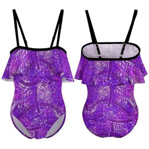 Traje de baño para mujer Bikini lindo para niños Personalizado Polinesia Vintage Patrón Diseño con volantes Princesa Vestido Fiesta en la playa