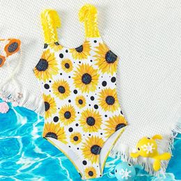 Chapeaux de bain pour femmes Enfants Teen Bikini Swimsuit Baby Girls Girls Migne Sunflower One-Piece plage à la mode imprimé Beautiful