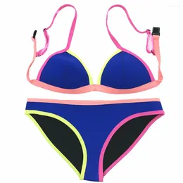 Dames badkleding ching yun bikini 2024 stijl zwempak push up dames strandkleding neopreen contrast stiksel sc006